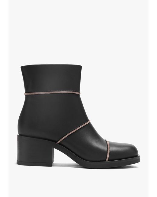 Daniel Tabitha Black Leather Block Heel Ankle Boots