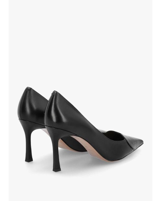 Daniel Elove Black Leather Heart Toe Cap Court Shoes