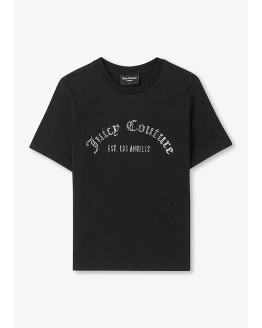 Juicy Couture Black Noah Arched Diamante Cotton T Shirt