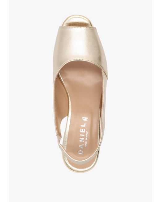 Daniel White Canna Gold Leather Peep Toe Wedge Sandals