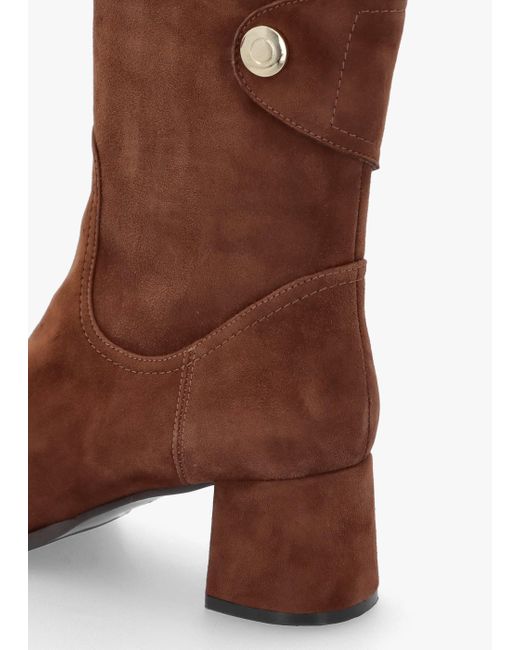 Daniel Brown Payton Tan Suede Block Heel Ankle Boots