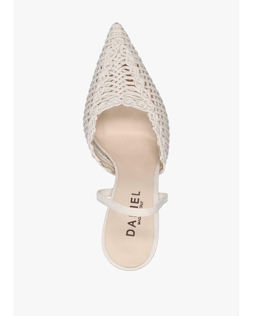 Daniel Tiffi White Leather Woven Sling Back Court Shoes