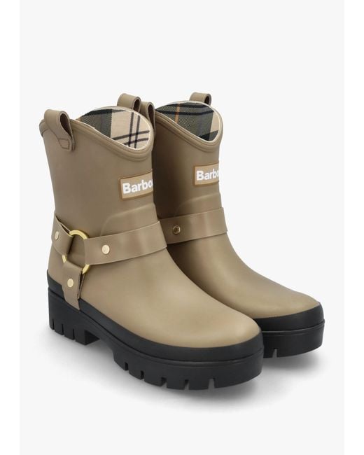 Barbour Gray Elley Harness Military Wellington Boots
