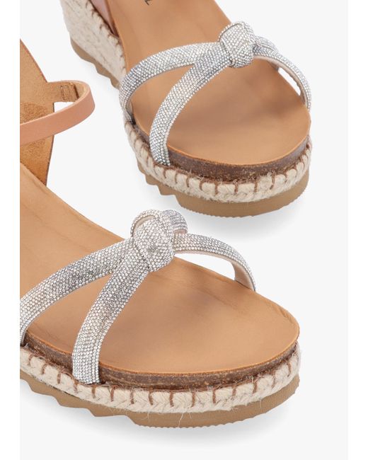 Daniel White Iknot Diamante Knot Tan Leather Low Wedge Sandals