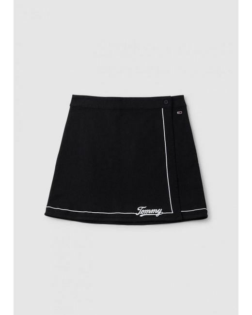 Tommy Hilfiger Black Th Baseball Wrap Mini Skirt
