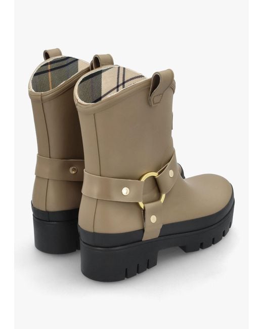 Barbour Gray Elley Harness Military Wellington Boots