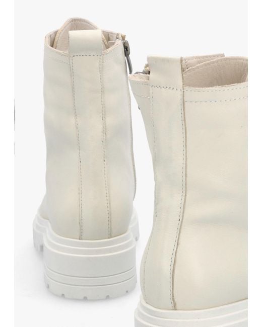 Daniel Natural Bicky Off White Leather Lace Up Ankle Boots