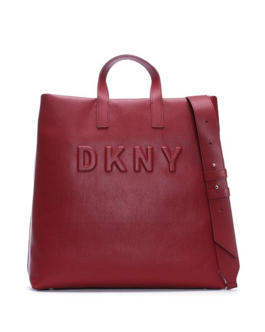 DKNY Red Large Tilly Scarlet Leather Tote Bag