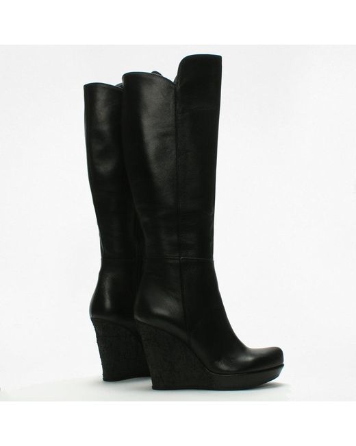 knee high leather wedge boots