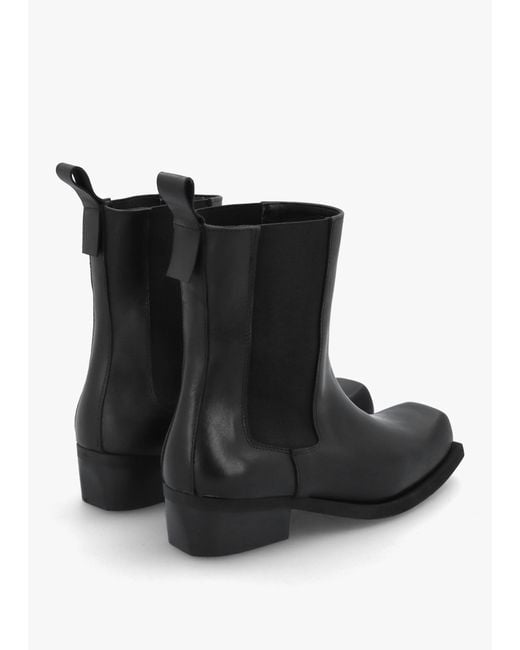 Daniel Black Square Toe Stacked Heel Chelsea Boots