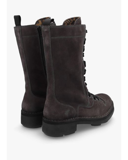 Fly London Black Naji Diesel Suede Calf Boots