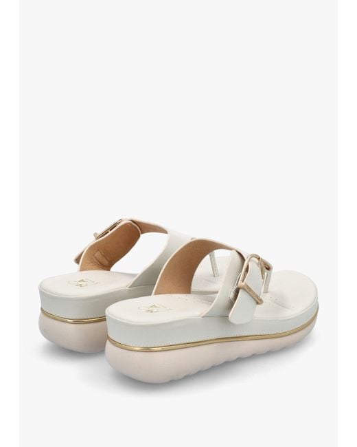 Moda In Pelle White Jesse Off Toe Post Wedge Sandals