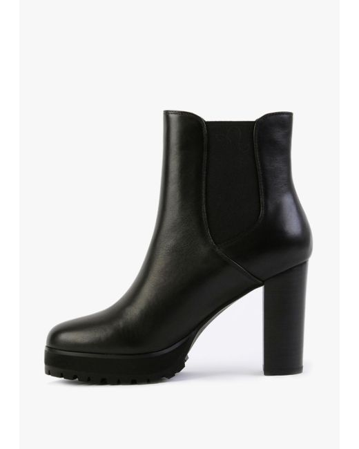 Daniel Slock Black Leather Block Heel Chelsea Boots