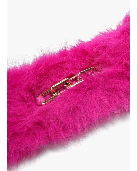 Daniel Pink Fuchsia Furry Pull Through Scarf