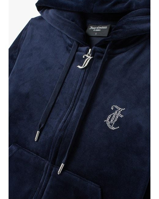 Juicy Couture Blue S Arched Diamonte Robertson Hoodie