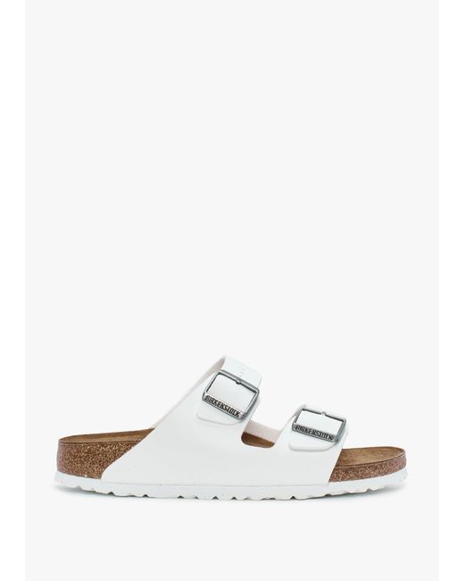 Birkenstock White Arizona Birko-Flor Two Bar Mules