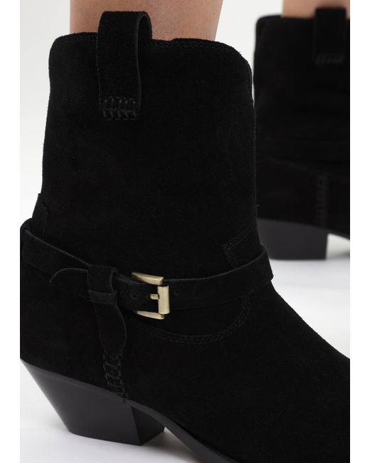 Daniel Esmena Black Suede Western Ankle Boots