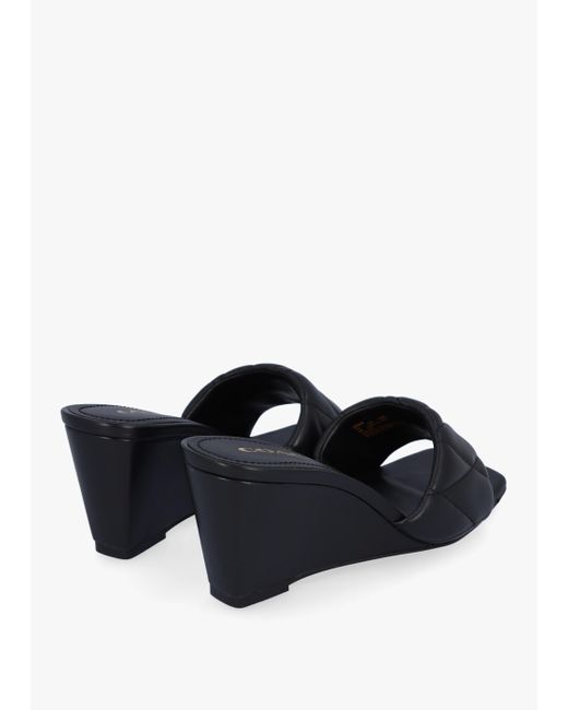 COACH Emma Quilted Black Leather Wedge Mules