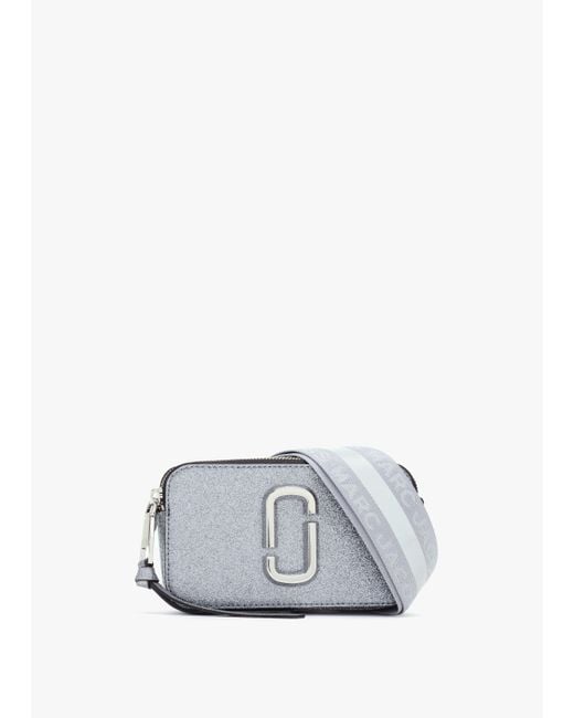 Marc Jacobs White The Snapshot Galactic Glitter Silver Leather Camera Bag
