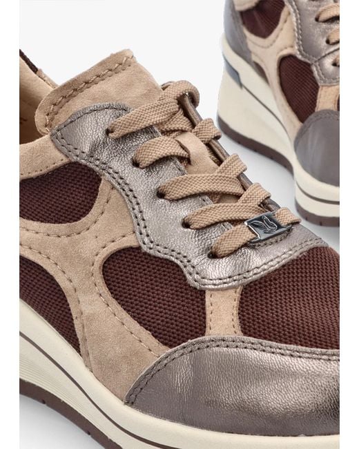 Caprice Brown Multicoloured Leather & Mesh Trainers