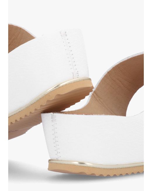 Daniel Ibuckle White Leather Two Bar Low Wedge Mules