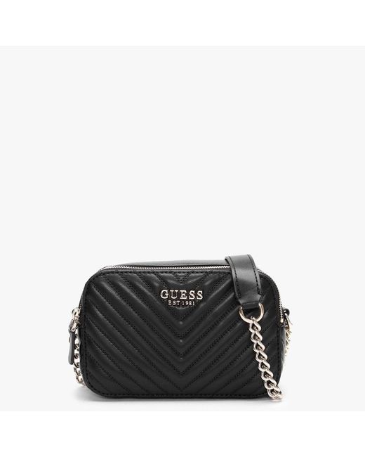 Guess Noelle Chevron Black Crossbody Camera Bag Lyst Canada