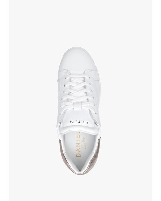 Daniel Sibley White Leather Gold Flash Flatform Trainers