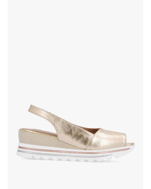 Daniel White Canna Gold Leather Peep Toe Wedge Sandals