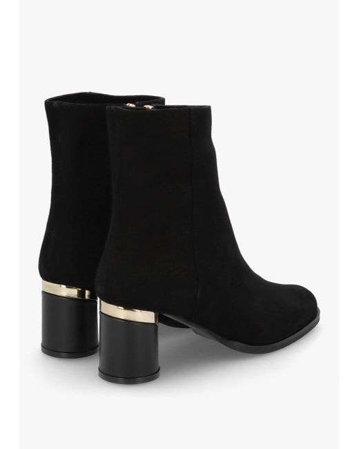Daniel Penelope Black Suede Gold Trim Heeled Ankle Boots