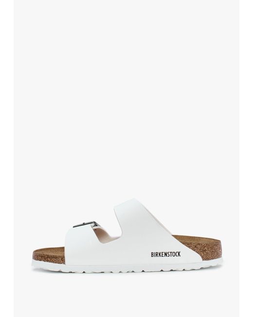Birkenstock White Arizona Birko-Flor Two Bar Mules