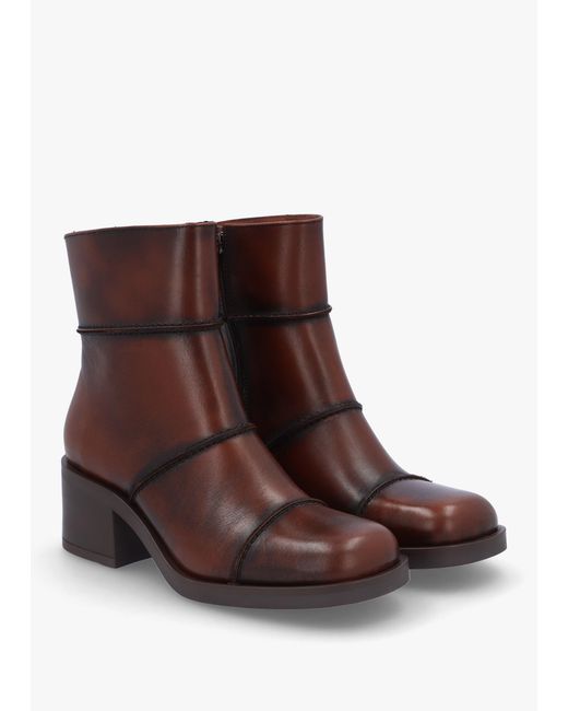 Daniel Tabitha Brown Leather Block Heel Ankle Boots