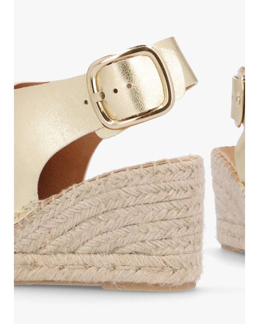 Daniel White Kathie Gold Leather Peep Toe Sling Back Wedge Espadrilles