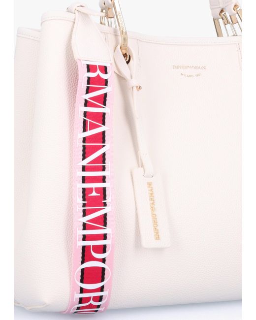 Emporio Armani Pink White Pebbled Shopper With Pouch