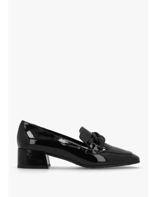 Luca Grossi Black Patent Leather Chain Link Low Heel Loafers
