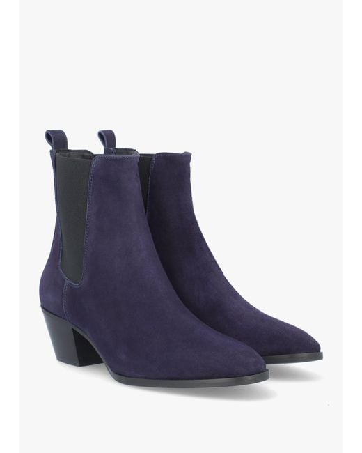 Evaluna Blue Margot Western Stacked Heel Chelsea Boots