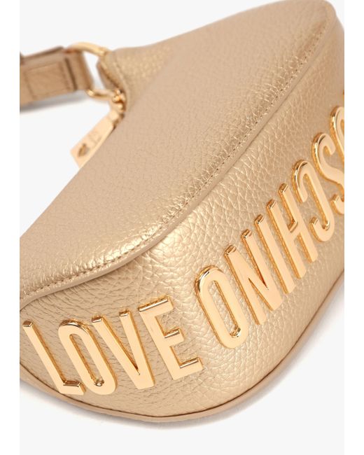 Love Moschino Natural Laminated Metallic Oro Baguette Bag
