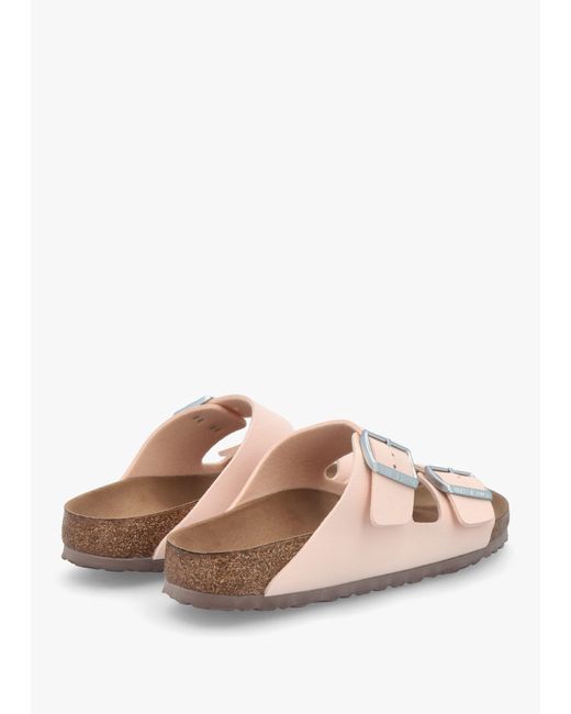 Birkenstock Pink Arizona Vegan Light Rose Birko-Flor Two Bar Mules