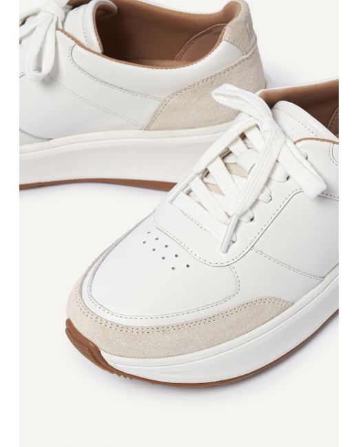 Fitflop F Mode Urban White Leather Flatform Trainers