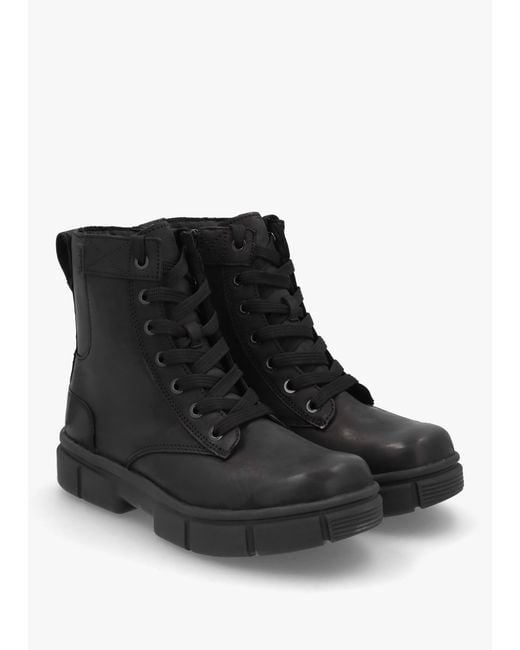 Sorel Women's Explorer Strttm Black Black Leather Lace Up Boots