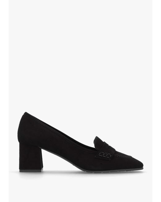 Luca Grossi Black Suede Square Toe Block Heel Loafers