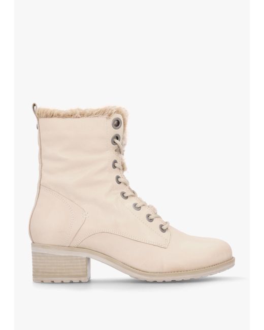 Moda In Pelle Natural Alpinne Cream Leather Tall Ankle Boots