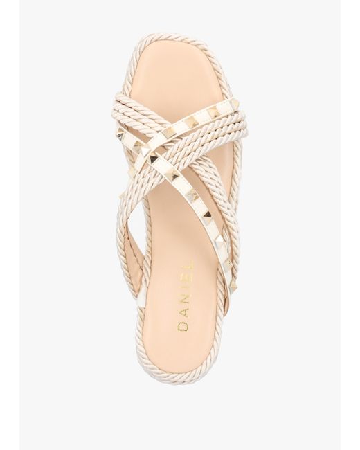 Daniel Multicolor Popey Cream Rope Slab Wedge Mules