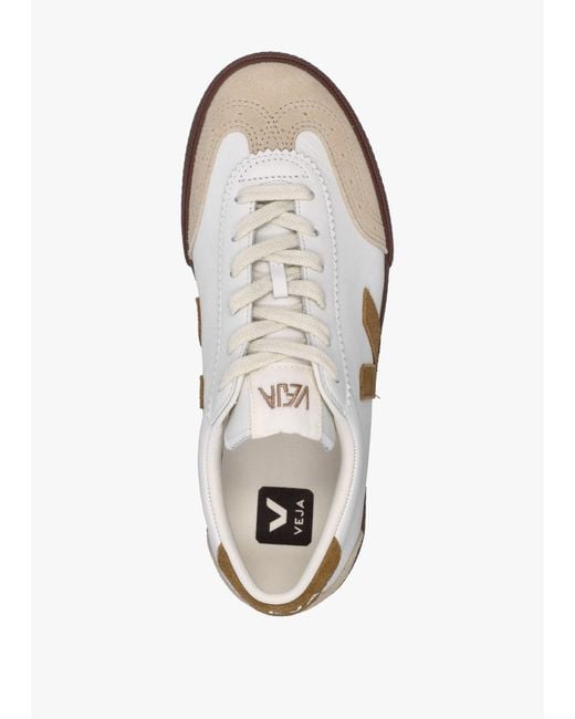 Veja White Volley O.T Leather Tent Bark Trainers