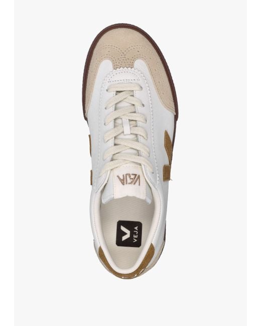 Veja White Volley O.T Leather Tent Bark Trainers