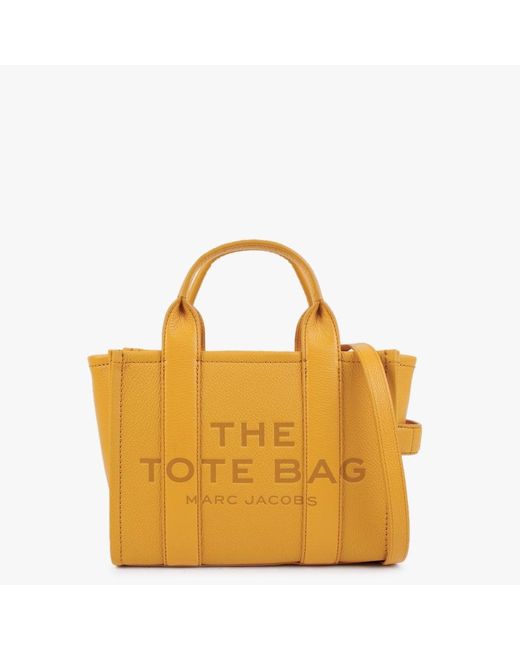 Marc Jacobs The Leather Mini Artisan Gold Tote Bag in Yellow | Lyst