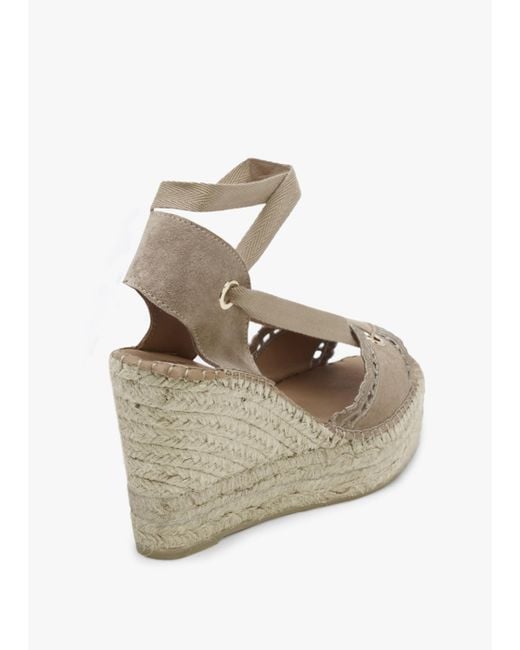 Daniel Natural Ilazer Beige Suede Laser Cut Edge Ankle Tie Wedge Espadrilles