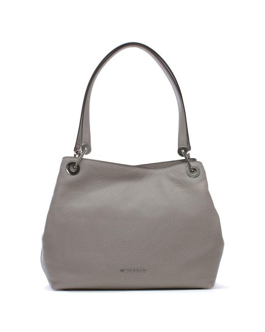 Michael Kors Gray Raven Large Pearl Grey Leather Shoulder Bag Accessories:
