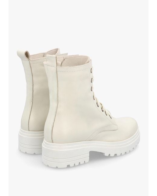 Daniel Natural Bicky Off White Leather Lace Up Ankle Boots