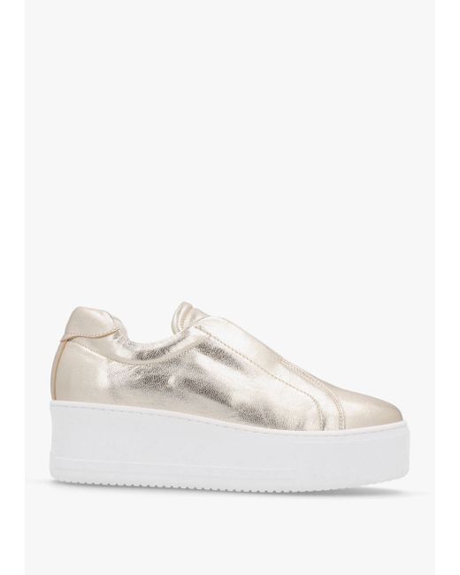 Daniel White Tred Gold Leather Laceless Flatform Trainers