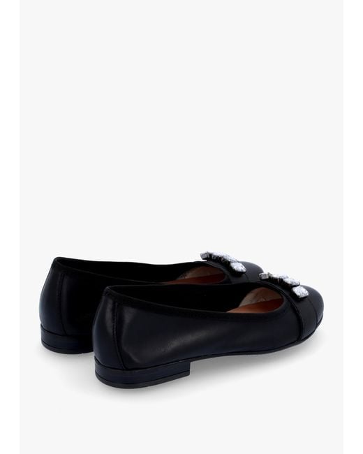 Daniel Linky Black Leather Embellished Ballet Pumps